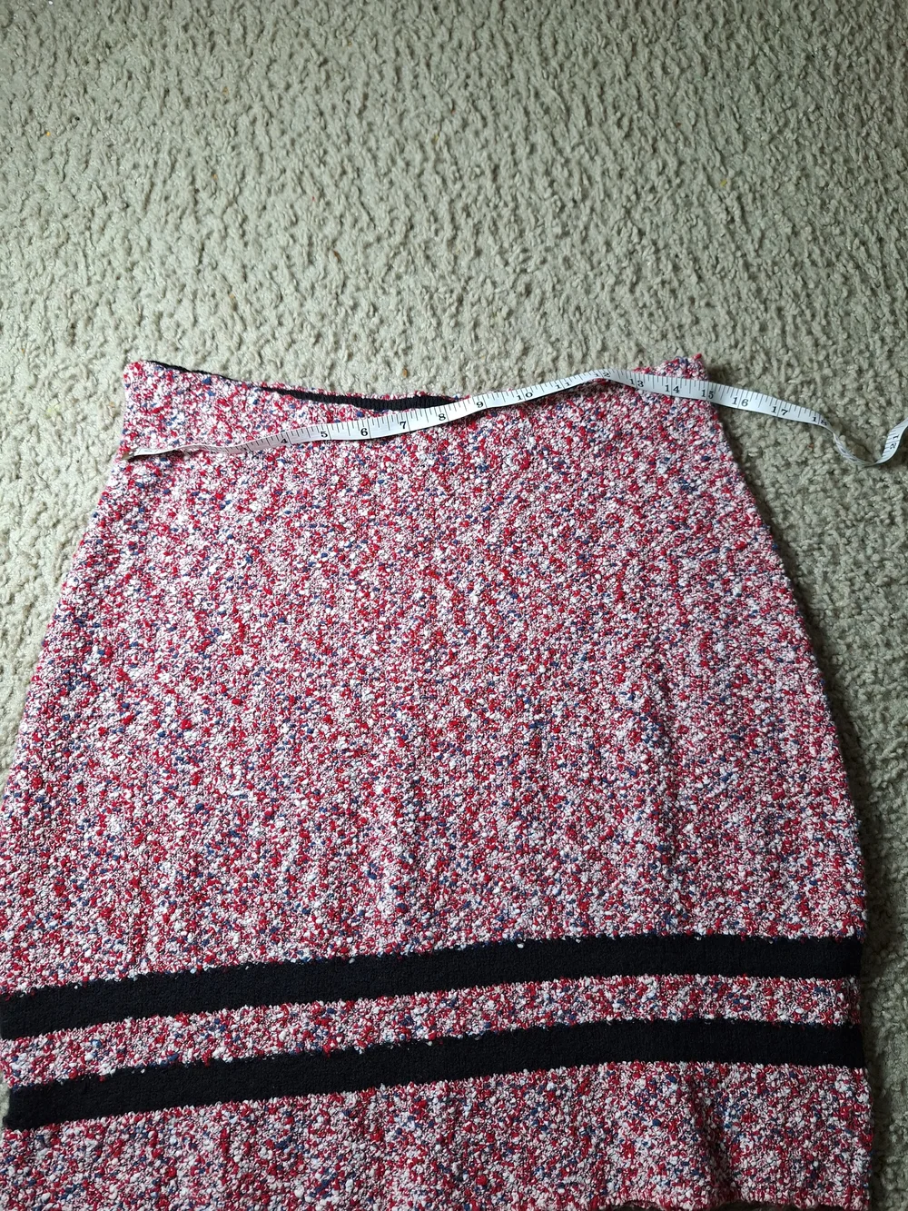 Rag & Bone Pink Tweed Pencil Skirt with Black Hem Stripes Size L